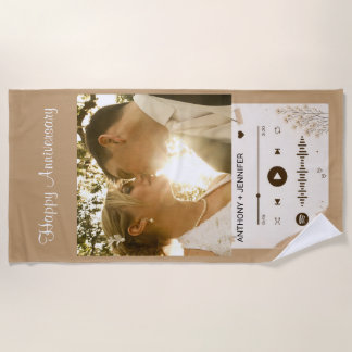 Toalha De Praia Canção de Foto de Casal Flor Selvagem Aniversário