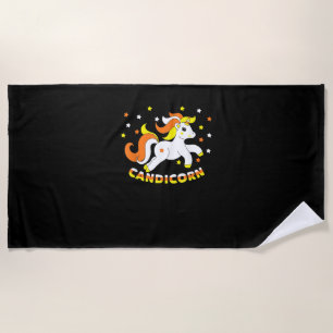 Toalha De Praia Candicorn Unicórnio Fofo Halloween Candy Corn Engr