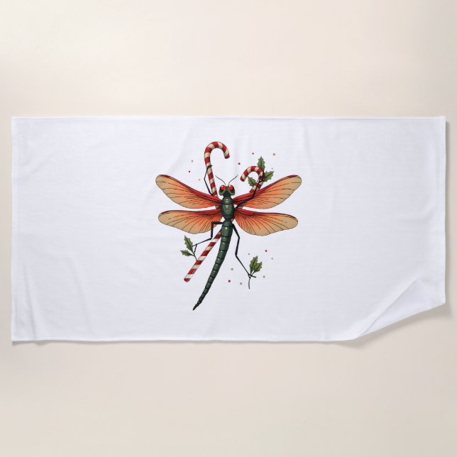 Toalha De Praia Candy Cane Dragonfly (Frente)