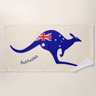 TOALHA DE PRAIA CANGURU AUSTRALIANO - BANDEIRA AUSTRALIANA