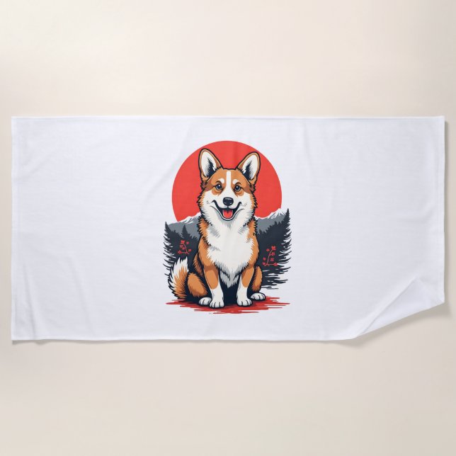 Toalha De Praia Cão Akita Inu (Frente)