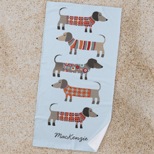 Toalha De Praia Cão de linguiça de Dachshund Personalizado