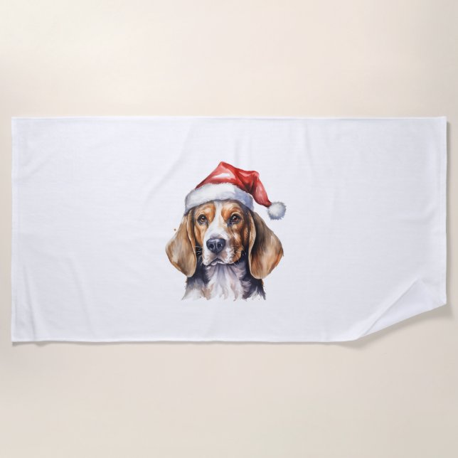 Toalha De Praia Cão de Natal da Beagle (Frente)