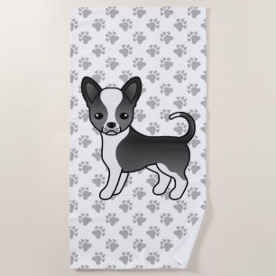 Toalha De Praia Cão e patas, Casaco, preto e branco, suave, Chihua