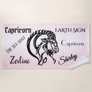 Toalha De Praia Capricórnio Pink Zodiac