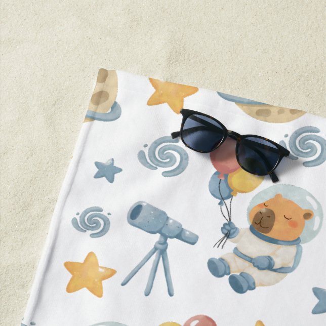 Toalha De Praia Capybara Astronaut Pattern Beach Towel (In Situ)