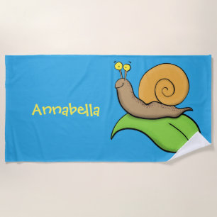 Toalha De Praia Caracol bonito e feliz numa ilustração de desenho