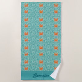 Toalha De Praia Caranguejo Sinfonia Ornamental Personalizada