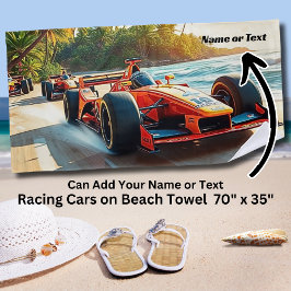 Toalha De Praia Carros de corridas vermelhas na areia