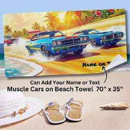 Toalha De Praia Carros Musculares Azuis em Sandy