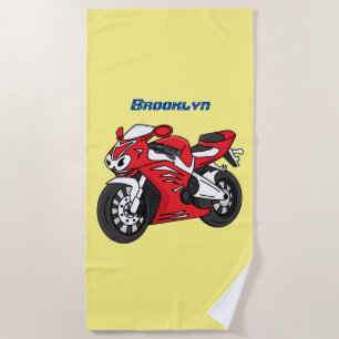 Toalha De Praia Cartografia de motocicleta vermelha-branca