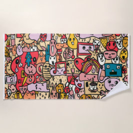 Toalha De Praia Cartoon Caracter Toss Desenhados Manuscritos Para 