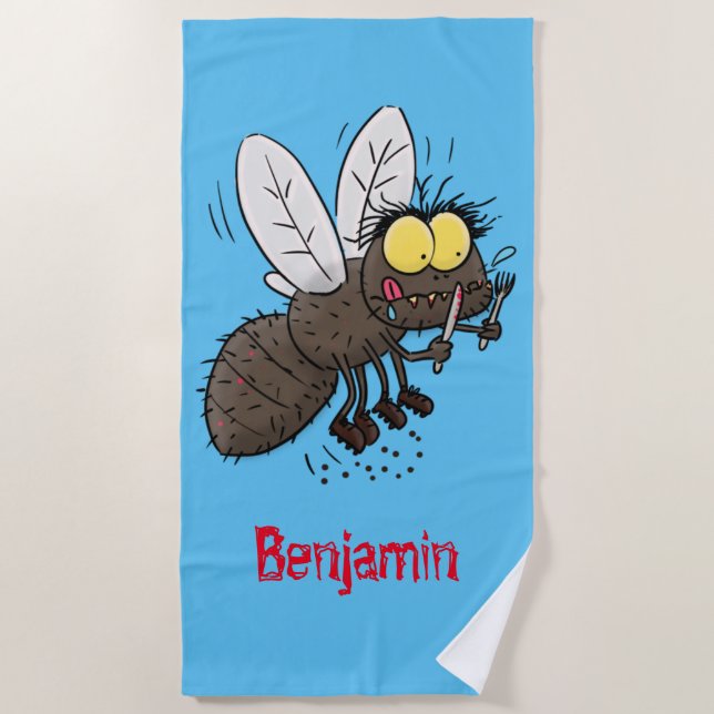 Toalha De Praia Cartoon de insetos com mosca espinhenta (Frente)