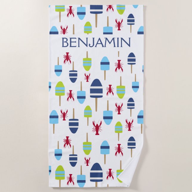 Toalha De Praia Casa da Praia da Lagosta Vermelha Náutica Personal (Frente)