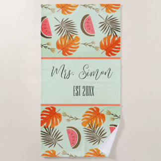 Toalha De Praia Casamento Personalizado Tropical Havaiana