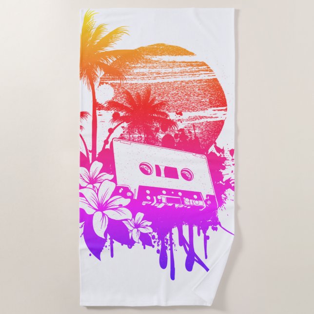Toalha De Praia Cassete Tropical Rainbow Sunset Beach Towel (Frente)
