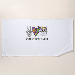 Toalha De Praia Cat Rescut Tie Dye Peace Love Cats Halloween Cat L