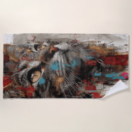 Toalha De Praia Cat Urban Street Art Portrait