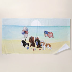 Toalha De Praia Cavaleiro Patriótico Rei Charles Spaniels