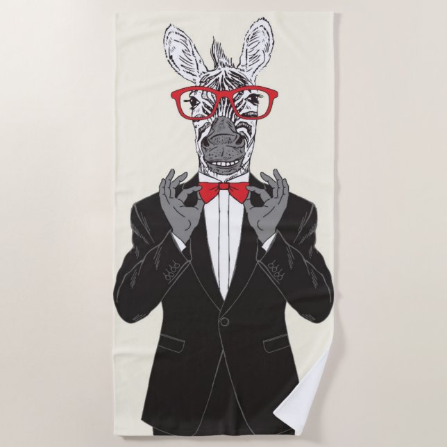 Toalha De Praia Cavalheiro da zebra (Frente)