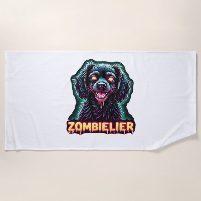 Toalha De Praia Cavalier King Charles Spaniel CKCS Zombie Hall (Frente)