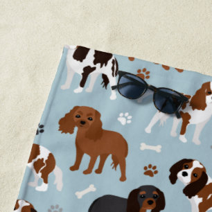 Toalha De Praia Cavalier King Charles Spaniel Paws e Bones