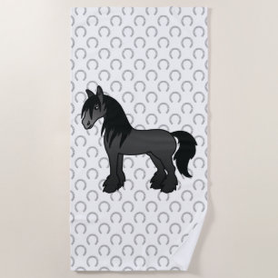 Toalha De Praia Cavalo de Cartoon Negro Vanner Clydesdale Shire
