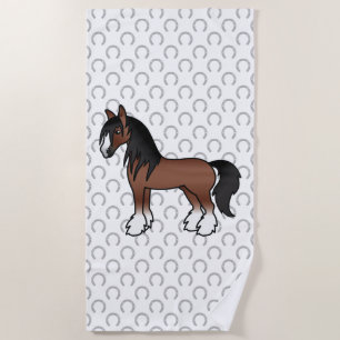 Toalha De Praia Cavalo de desenho animado Clydesdale Shire Gypsy V