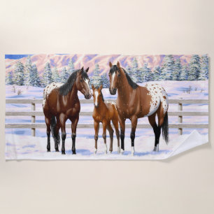 Toalha De Praia Cavalos Appaloosa De Baía Castanha Em Neve