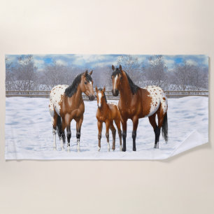 Toalha De Praia Cavalos Appaloosa De Baía Castanha Em Neve