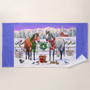 Toalha De Praia Cavalos de Natal em Snow Beach Towel