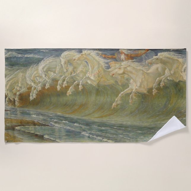 Toalha De Praia Cavalos de Netuno por Walter Crane (Frente)