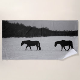 Toalha De Praia Cavalos na neve