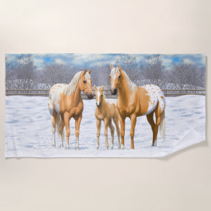 Toalha De Praia Cavalos Palomino Appaloosa Na Neve