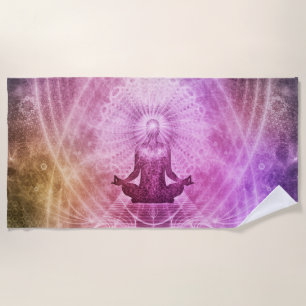 Toalha De Praia Chakra Mediação Yoga - Símbolo Purple