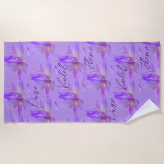 Toalha De Praia Chama Violeta Pura Com Lótus Lótus