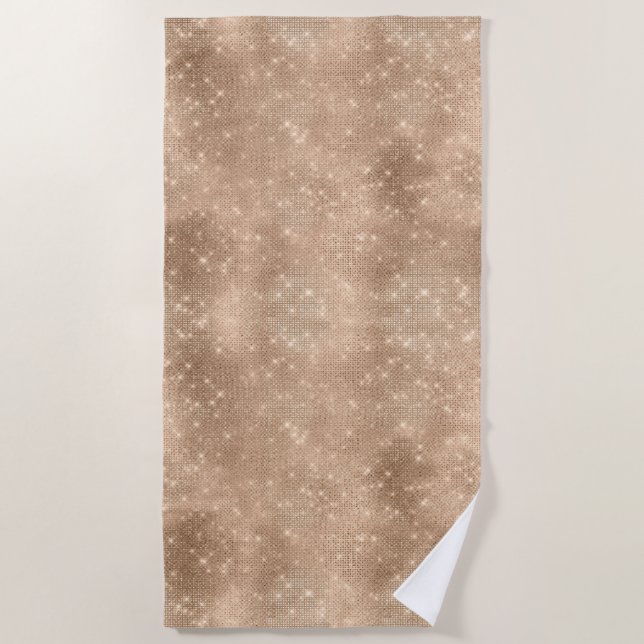 Toalha De Praia Champanhe Dourado Sparkle (Frente)