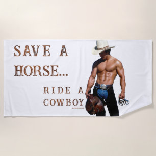 Toalha De Praia Chapéu de cowboy de palha save horse SlipperyJoe's