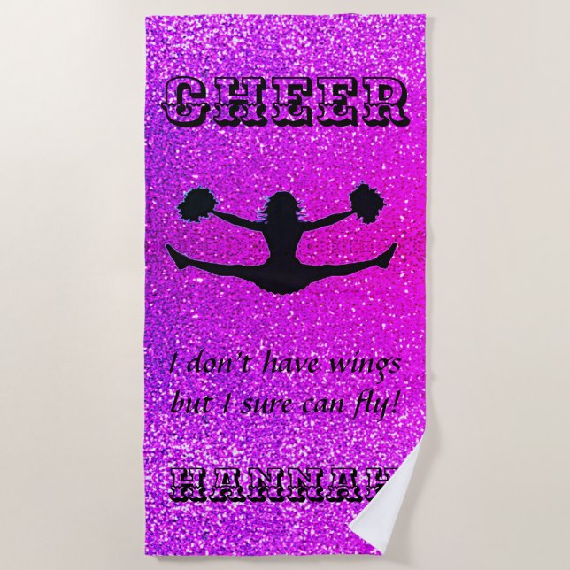Toalha De Praia Cheerleader Purple Sparkle Custom Beach Towel (Frente)