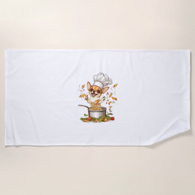 Toalha De Praia Chef Chihuahua � Mestre Culinário Canino (Frente)