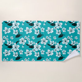 TOALHA DE PRAIA CHERRY BLOSSOM - SAKURA (TEAL)