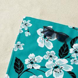 TOALHA DE PRAIA CHERRY BLOSSOM - SAKURA (TEAL)