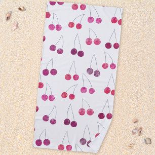 Toalha De Praia Cherry Watercolor Fruta