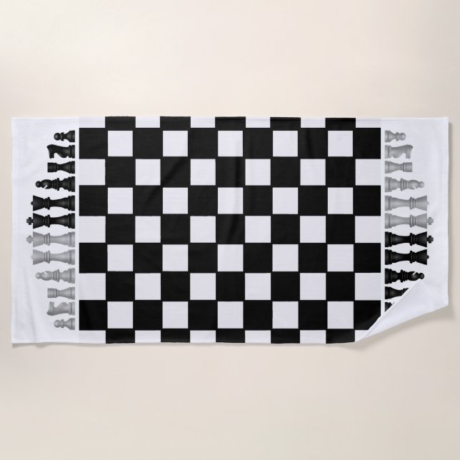 Toalha De Praia Chess Design Beach Towel (Frente)