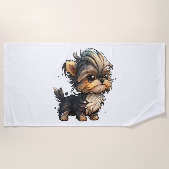 Toalha De Praia Chibi Yorkshire Terrier (Frente)