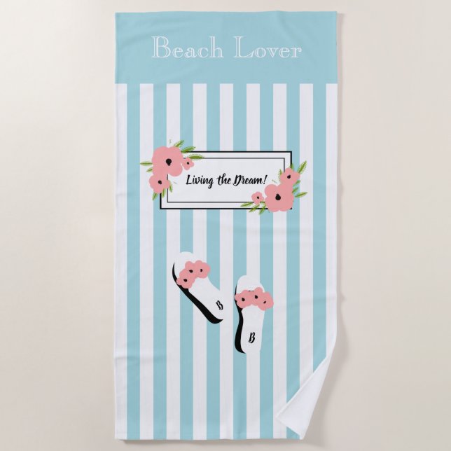 TOALHA DE PRAIA CHIC BEACH LOVER TOWEL_ "VIVENDO O SONHO!" (Frente)