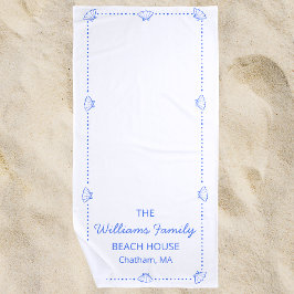 Toalha De Praia Chic de Shell Azul Costeira da Casa de Praia da Fa