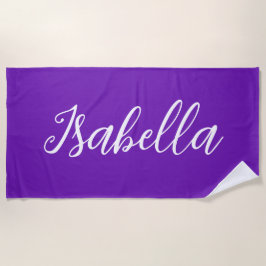 Toalha De Praia Chic Purple Personalized Name Handwritten Script
