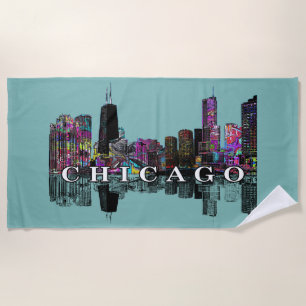 Toalha De Praia Chicago, Illinois coberto por grafite Beach Towel