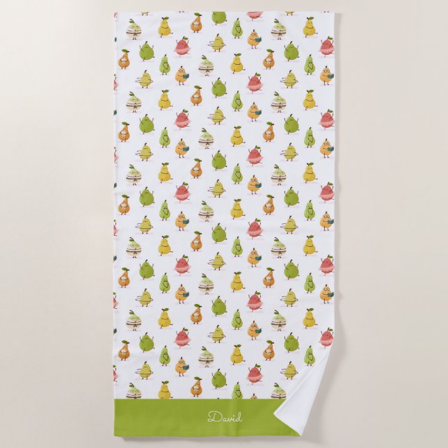 Toalha De Praia Children's pattern of fun pears (Frente)